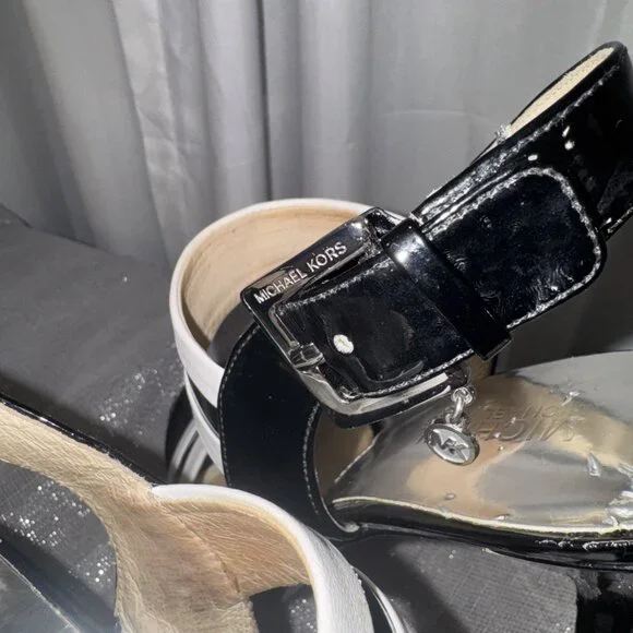 Michael Kors Women's Black/White 5.5 Inch Heels - Picture 2 of 9